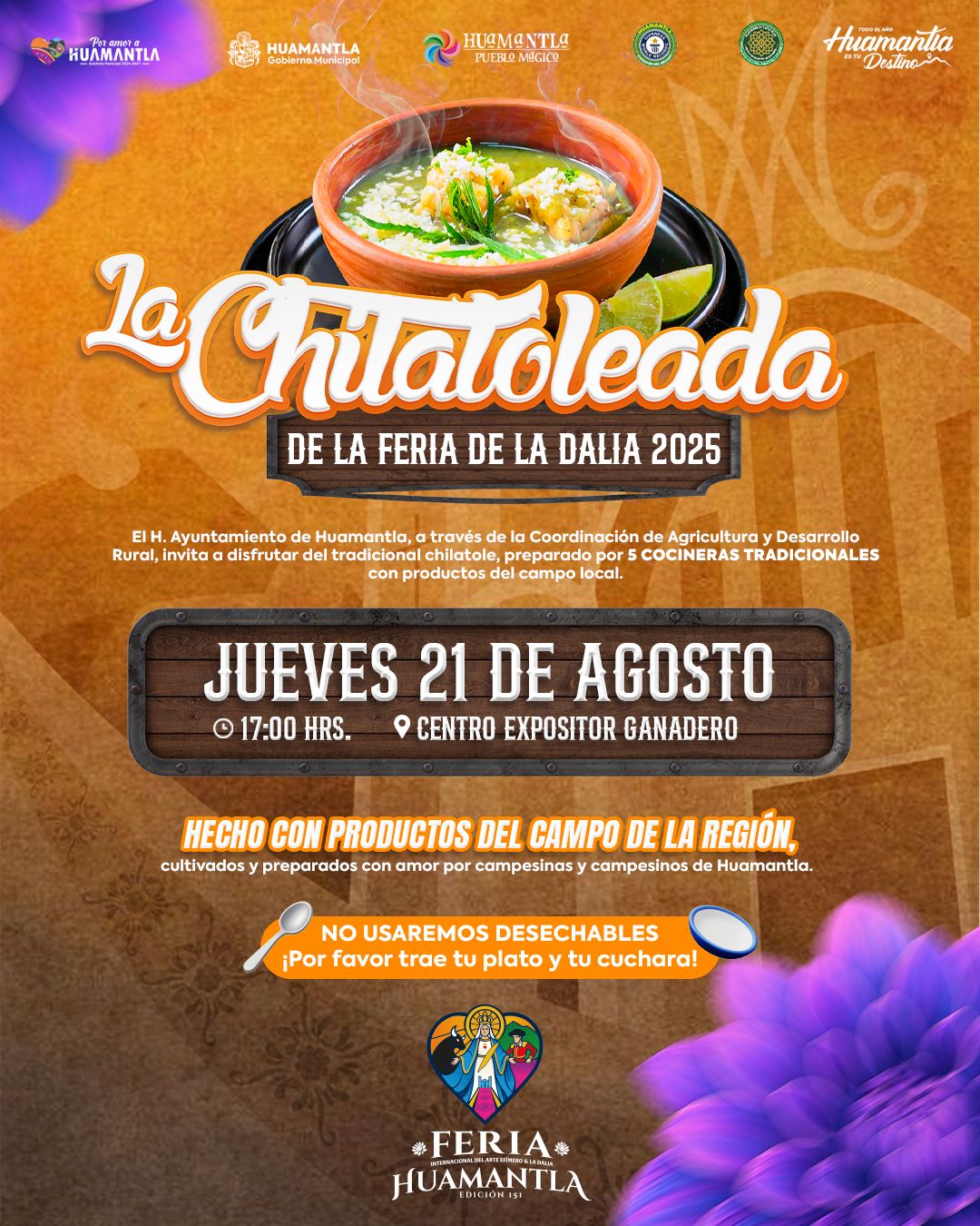 Invitan a la tradicional Chilatoleada de la Feria de la Dalia en Huamantla